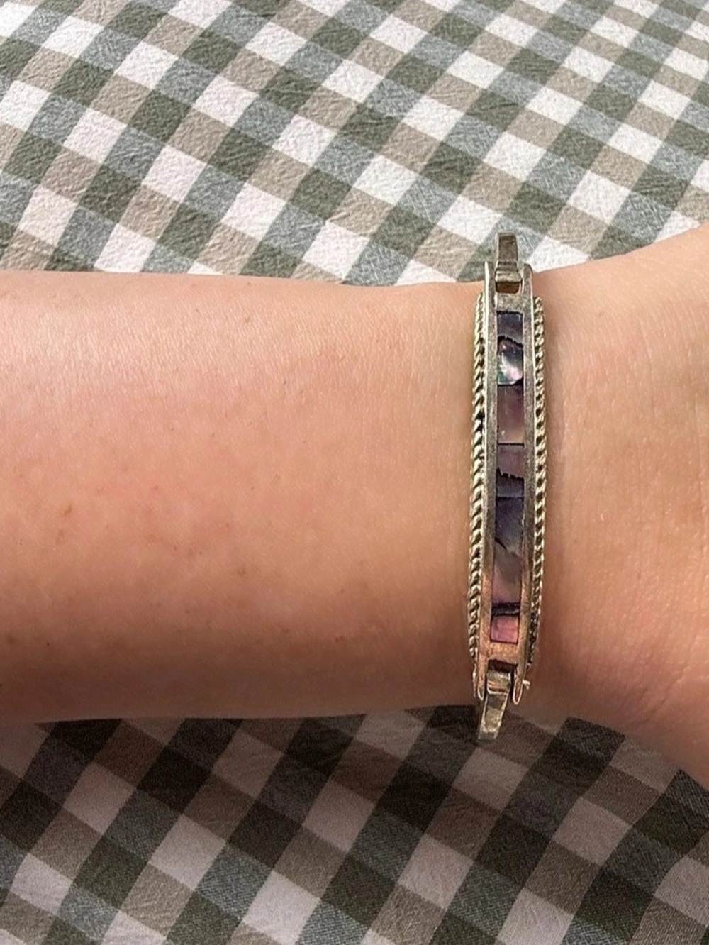 Vintage Alpaca Hinge Bracelet